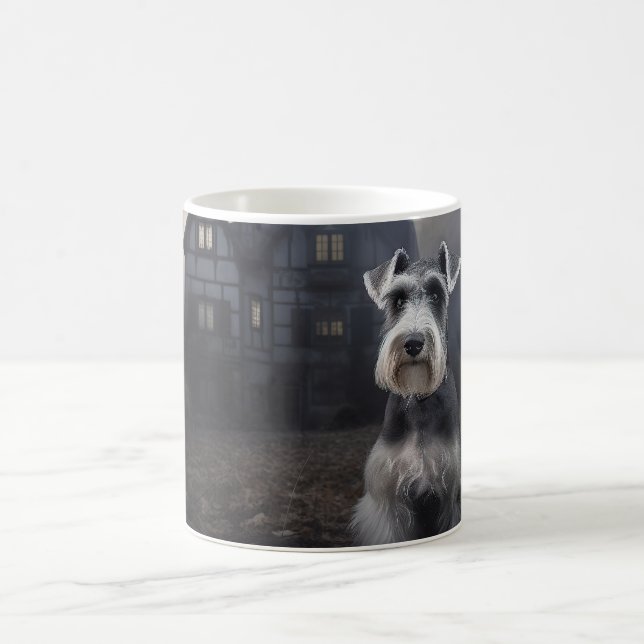 Miniature Schnauzer Halloween Skräckinjagande Kaffemugg (Center)