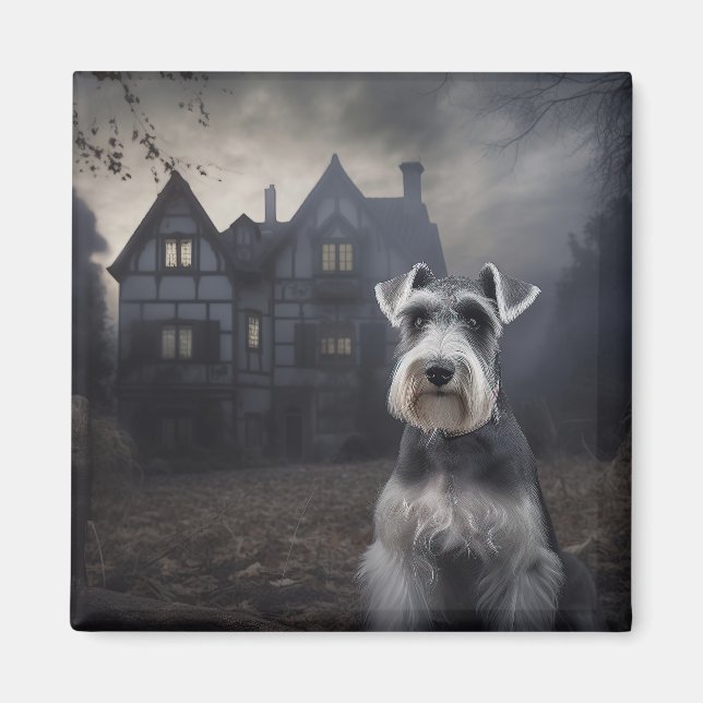Miniature Schnauzer Halloween Skräckinjagande Magnet (Framsidan)