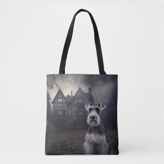 Miniature Schnauzer Halloween Skräckinjagande Tygkasse (Framsida)