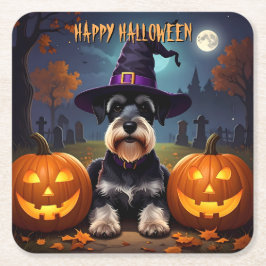 Miniature Schnauzer Halloween Underlägg Papper Kvadrat