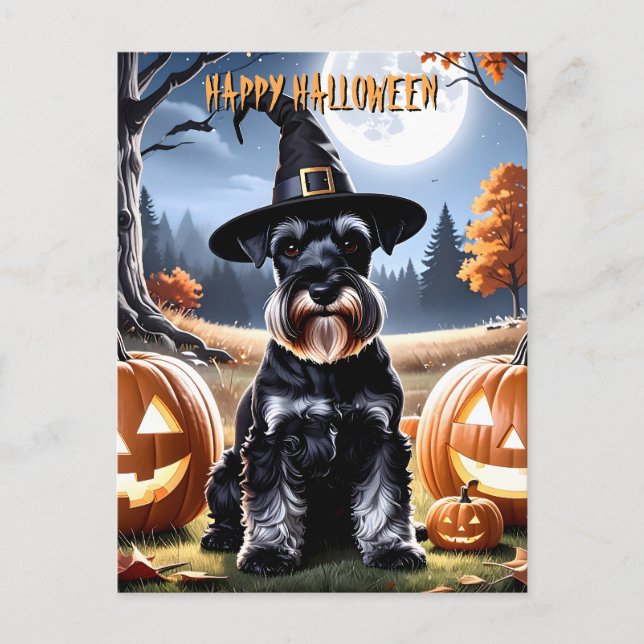 Miniature Schnauzer Halloween Vykort (Framsida)