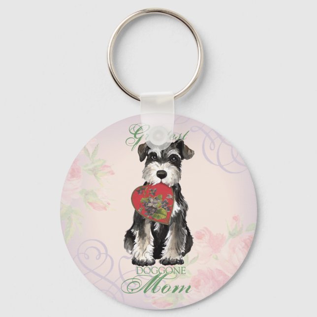 Miniature Schnauzer Heart Mamma Nyckelring (Framsida)
