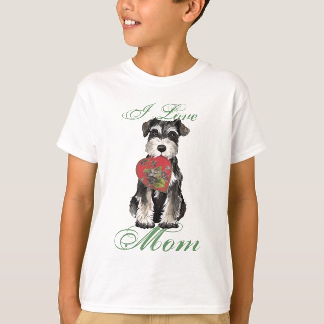 Miniature Schnauzer Heart Mamma T-Shirt (Framsida)