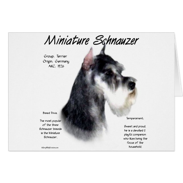 Miniature Schnauzer Historik Design Hälsningskort (Framsidan Horizontal)
