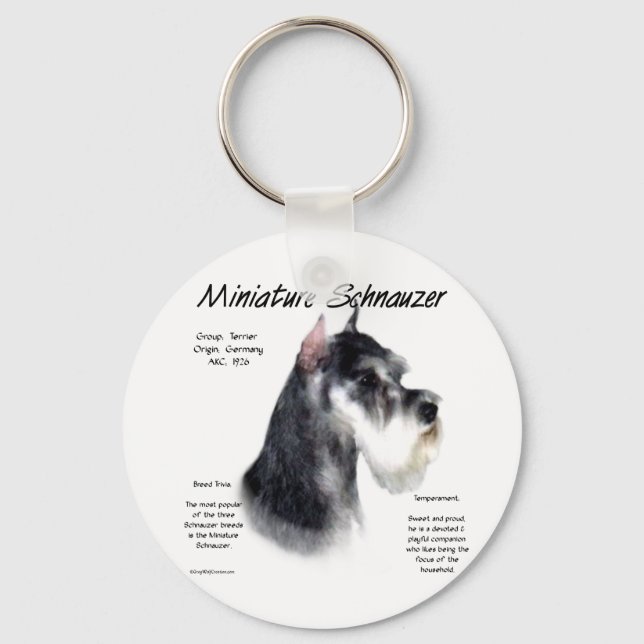 Miniature Schnauzer Historik Design Nyckelring (Framsida)