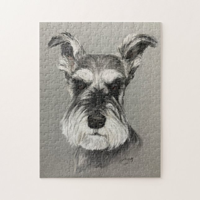 Miniature Schnauzer Hund Art Puzzle. Pussel (Vertikal)