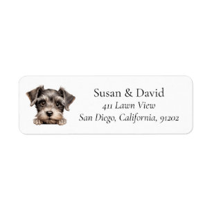 Miniature Schnauzer Hund aveln Djurälskare Returadress Etikett