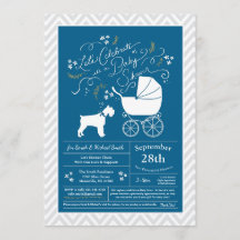 Miniature Schnauzer Hund Baby Shower Blue Boy