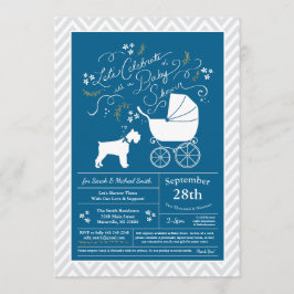 Miniature Schnauzer Hund Baby Shower Blue Boy Inbjudningar