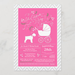 Miniature Schnauzer Hund Baby Shower Rosa Girl Inbjudningar