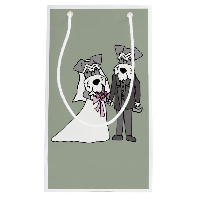 Miniature Schnauzer Hund Bride and Groom Bröllop (Framsidan)