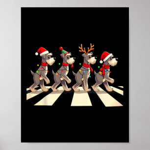Miniature Schnauzer Hund Crossing Road Julafton Poster