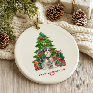Miniature Schnauzer Hund Familj Jul Julgransprydnad Keramik