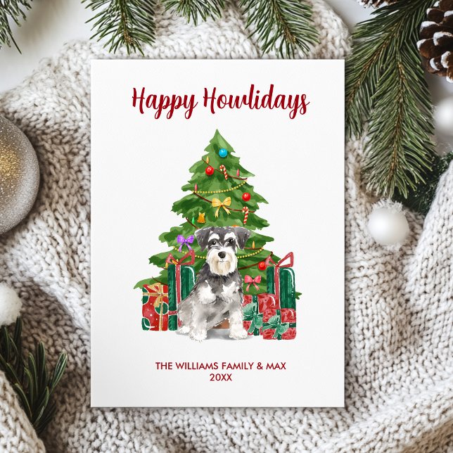 Miniature Schnauzer Hund Familj Jul Julkort (Skapare uppladdad)