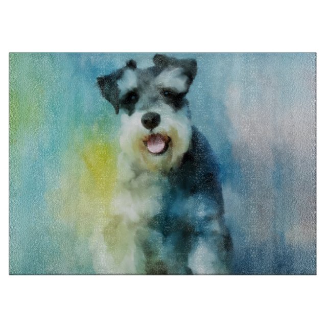 Miniature Schnauzer Hund Färg Art Painting (Framsidan)