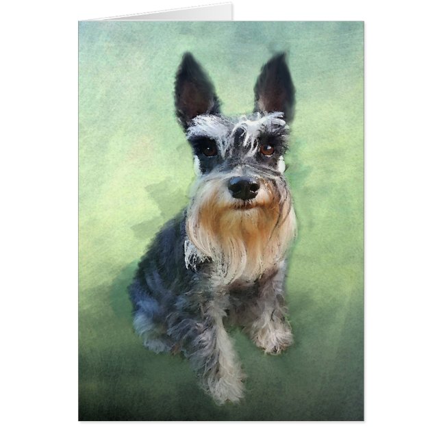 Miniature Schnauzer Hund Färg Art Painting Hälsningskort (Framsidan)