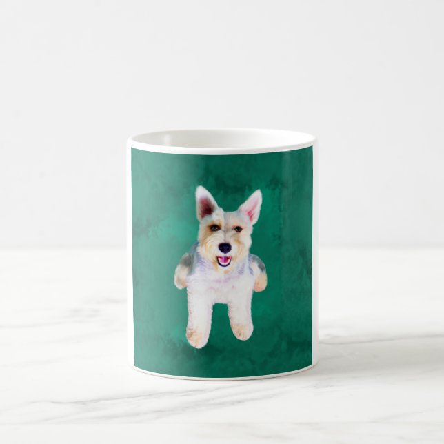 Miniature Schnauzer Hund Färg Art Painting Kaffemugg (Center)