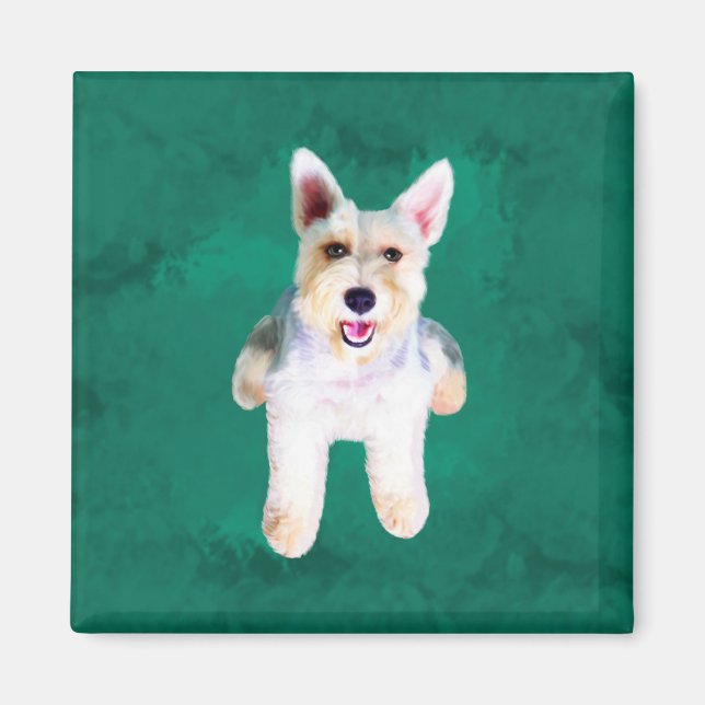 Miniature Schnauzer Hund Färg Art Painting Magnet (Framsidan)