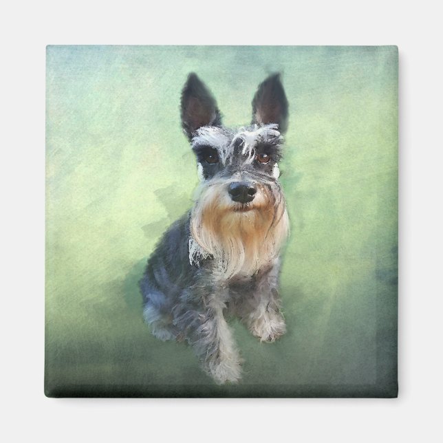Miniature Schnauzer Hund Färg Art Painting Magnet (Framsidan)