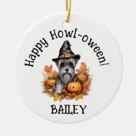 Miniature Schnauzer Hund Halloween Julgransprydnad Keramik