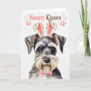 Miniature Schnauzer Hund i Bunny Öron för Påsk Helgkort