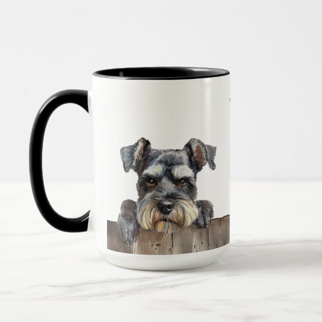 Miniature Schnauzer Hund Mugg (Vänster)