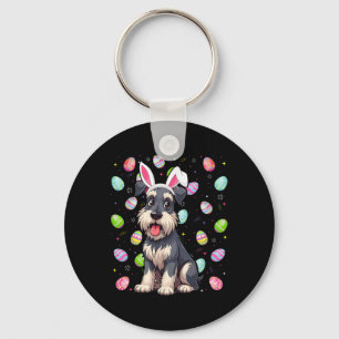 Miniature Schnauzer Hund Påskäggjakt Kaninöra Nyckelring