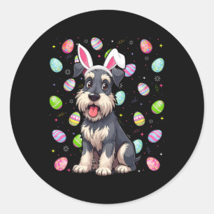 Miniature Schnauzer Hund Påskäggjakt Kaninöra  Runt Klistermärke