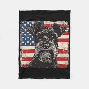 Miniature Schnauzer Hund Patriotic 4:e juli Gift Fleecefilt