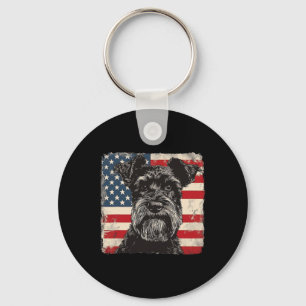 Miniature Schnauzer Hund Patriotic 4:e juli Gift Nyckelring