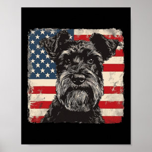Miniature Schnauzer Hund Patriotic 4:e juli Gift Poster