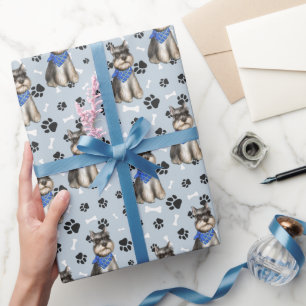 Miniature Schnauzer Hund Paw Print Mönster Presentpapper
