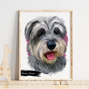 Miniature Schnauzer Hund Porträtt   Pet Porträtt Poster