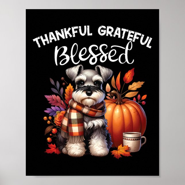 Miniature Schnauzer Hund Pumpkin Spice Lycklig Fal Poster (Framsidan)