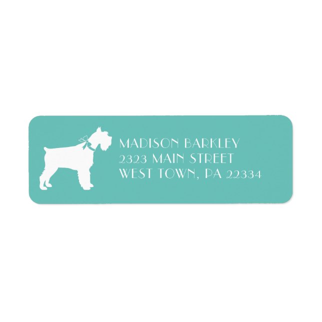 Miniature Schnauzer Hund Puppy Returadress Etikett (Framsidan)