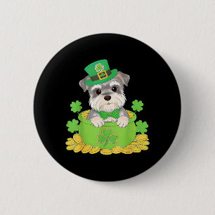Miniature Schnauzer Hund St Patricks Day Irländsk Knapp