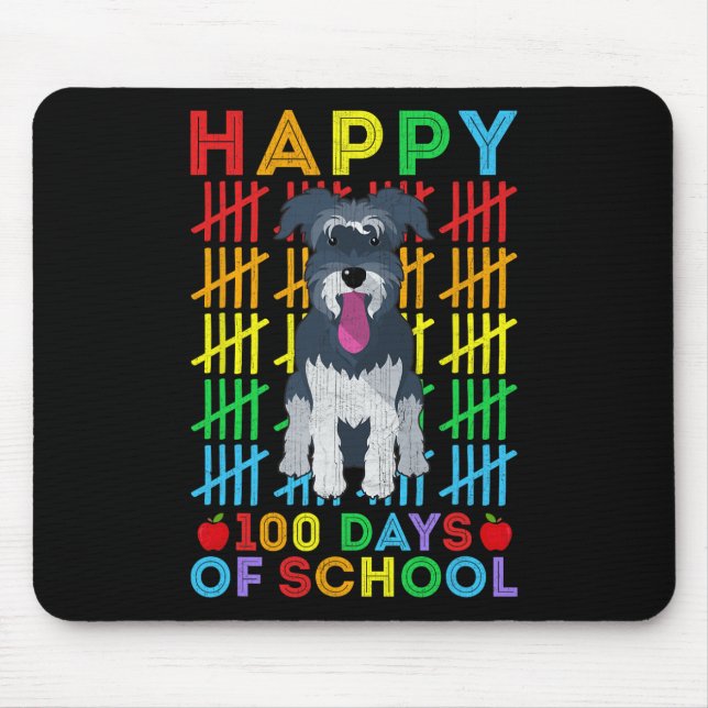 Miniature Schnauzer Hund Student Lycklig 100 dagar Musmatta (Framsidan)
