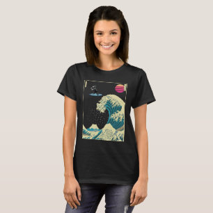 Miniature Schnauzer Hund Surfing on a Kanagawa Wav T Shirt