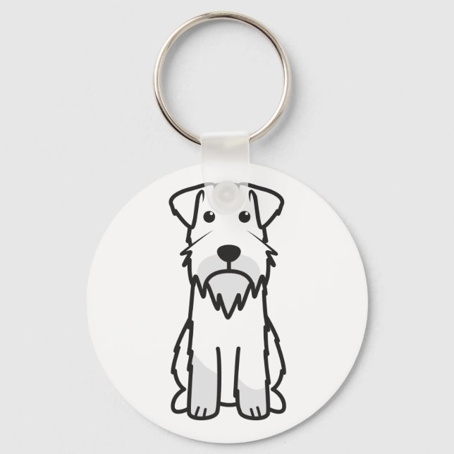 Miniature Schnauzer Hund Tecknad Nyckelring (Framsida)