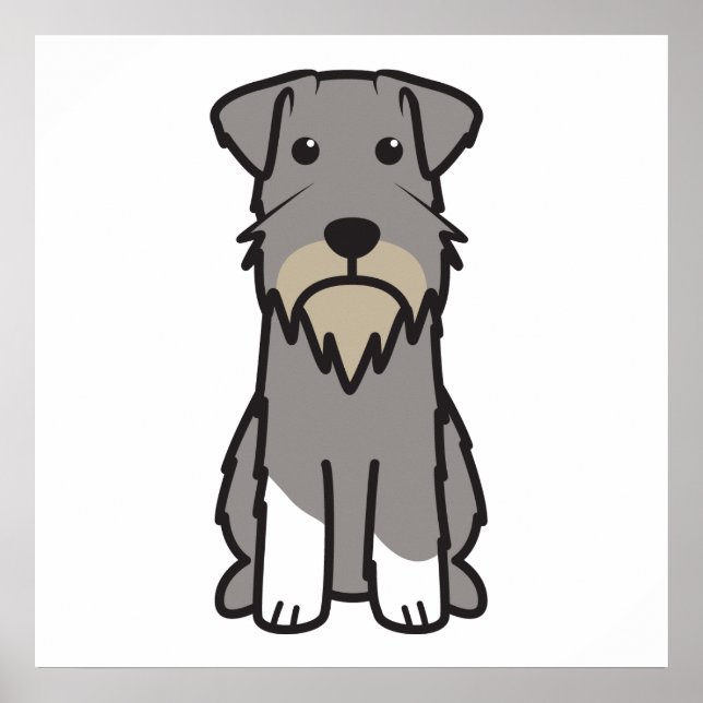 Miniature Schnauzer Hund Tecknad Poster (Framsidan)