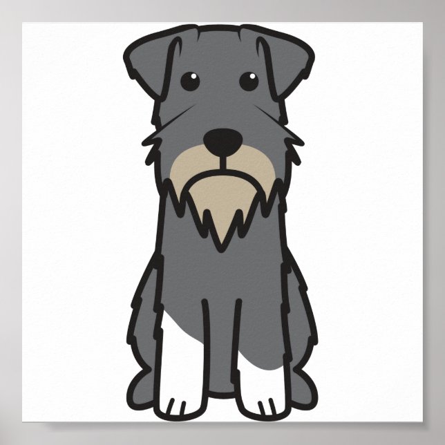 Miniature Schnauzer Hund Tecknad Poster (Framsidan)