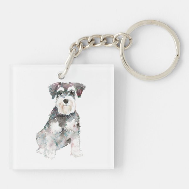 Miniature Schnauzer hund water color illustration  (Baksidan)