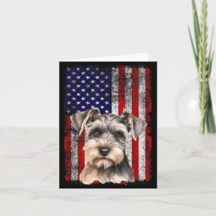 Miniature Schnauzer hundälskare Flagga 4 juli Kort