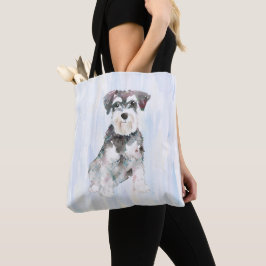 Miniature Schnauzer - illustration av vattenfärger Tygkasse