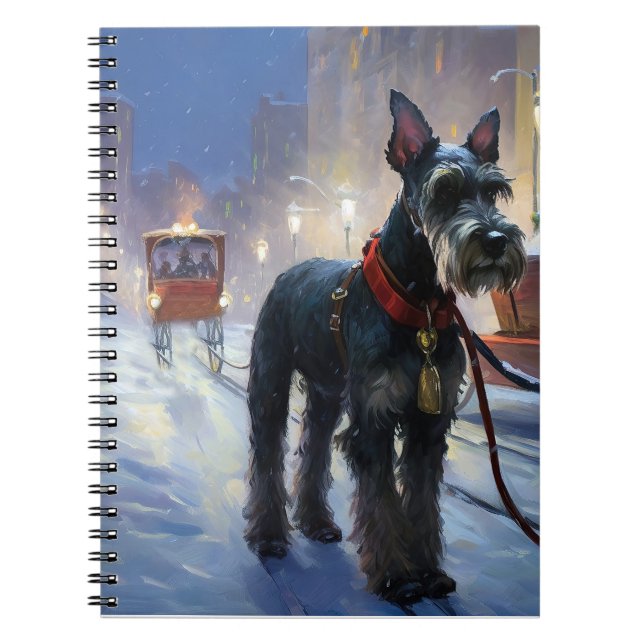 Miniature Schnauzer jul Festive Season Anteckningsbok (Framsidan)