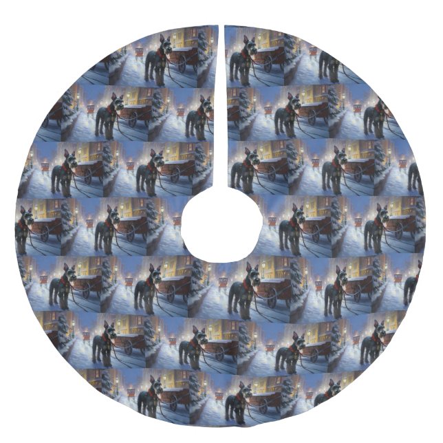 Miniature Schnauzer jul Festive Season Julgransmatta Borstad Polyester (Framsidan)