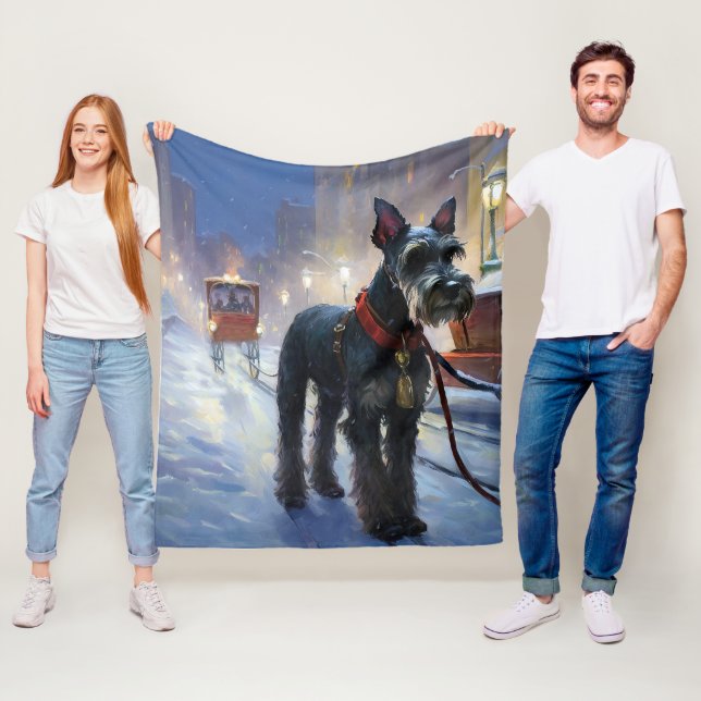 Miniature Schnauzer Jul Högtidsperiod Fleecefilt (På plats)