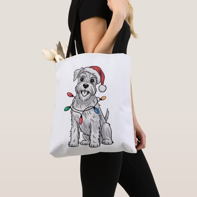 Miniature Schnauzer jul julen present för hundälsk Tygkasse (Närbild)