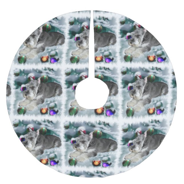 Miniature Schnauzer jul Julgransmatta Borstad Polyester (Framsidan)