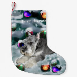 Miniature Schnauzer jul Liten Julstrumpa